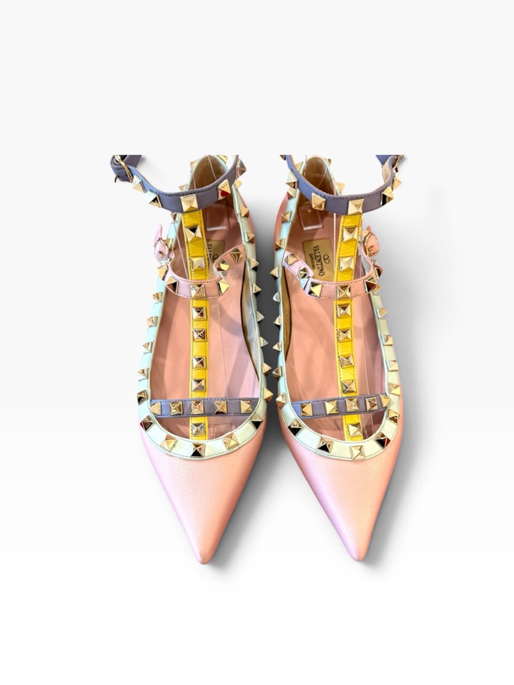 Valentino Garavani Pastel Pink iconic Rockstud Pointed Flats - Picture 3 of 15